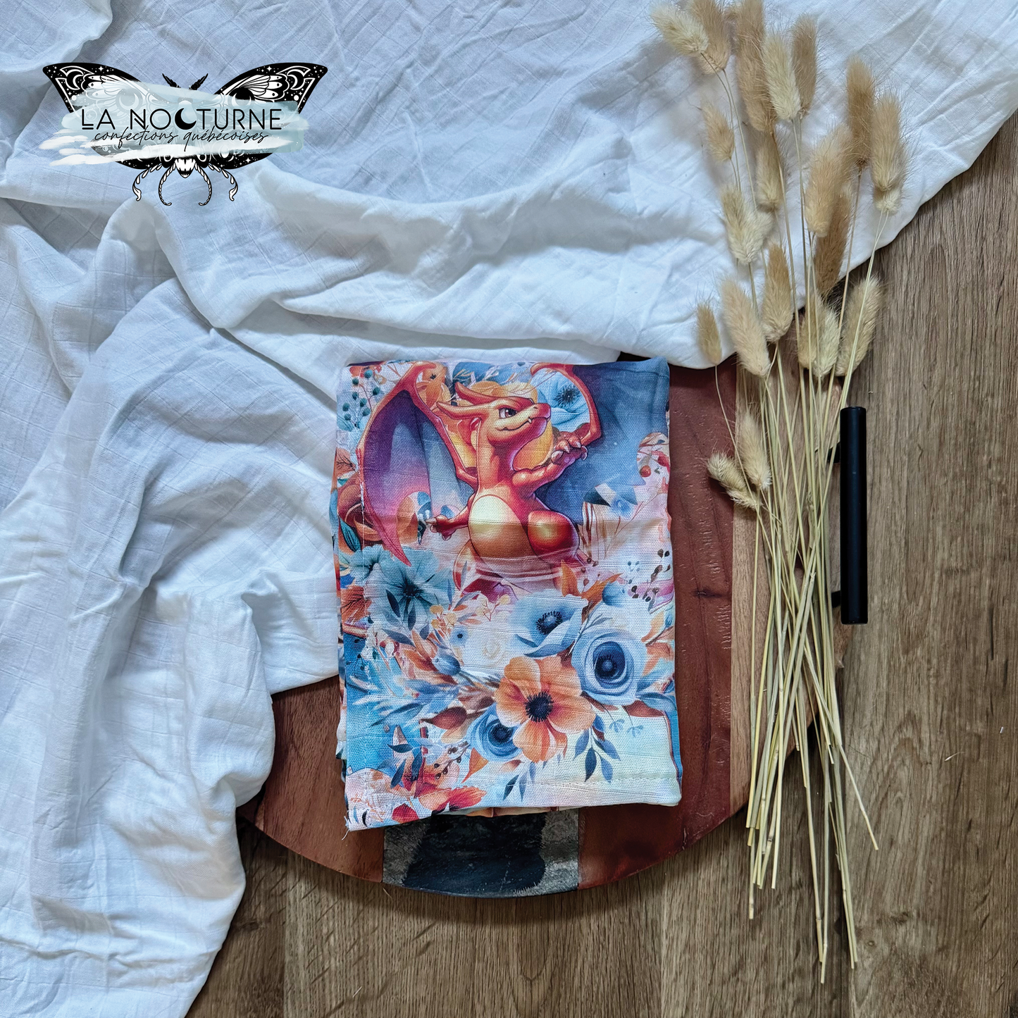 PRÊTE À PARTIR - Couverture en mousseline simple épaisseur Cracheur de feu floral (petite) *léger défaut
