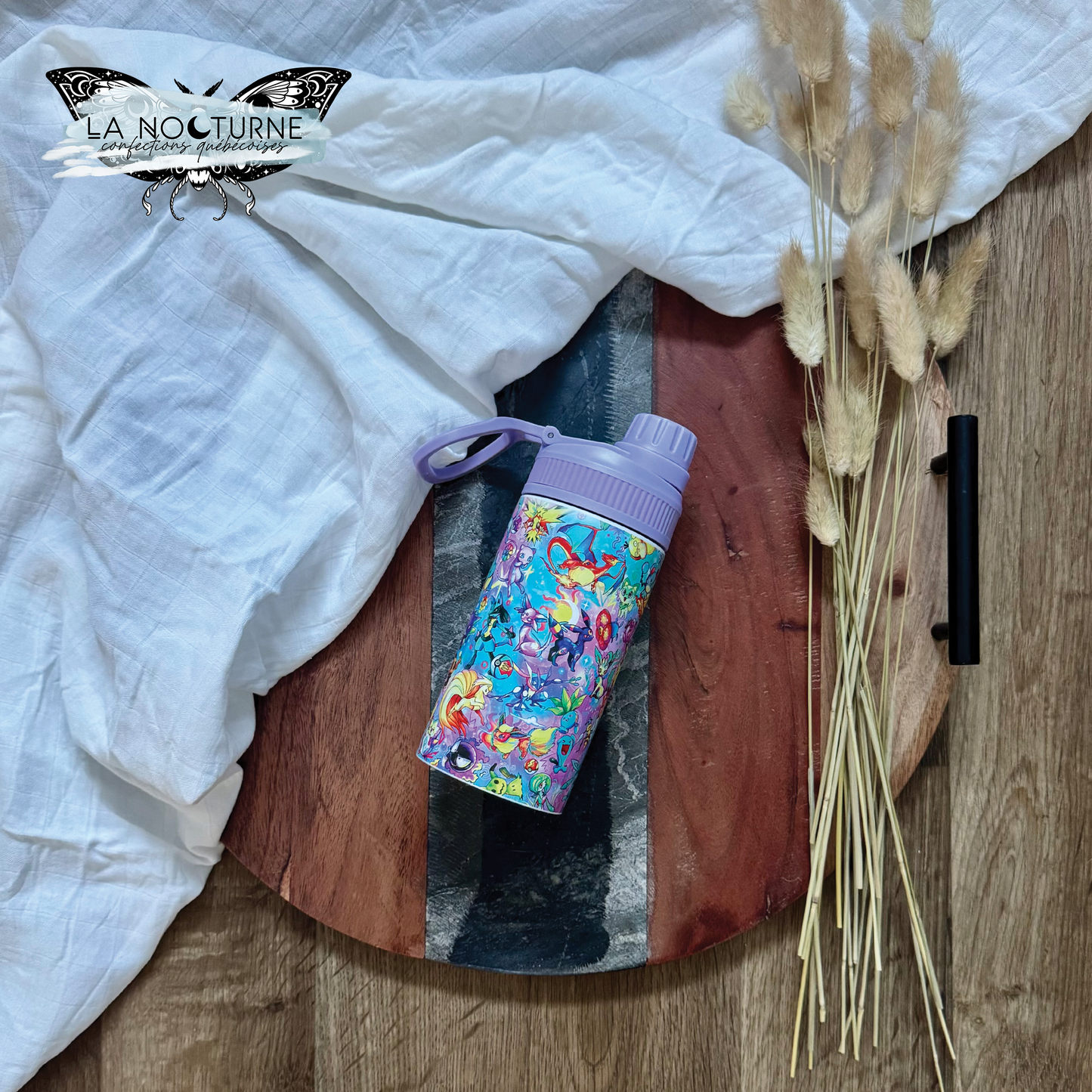 PRÊTE À PARTIR - Gourde isotherme 12 oz pour enfant Poké scintillant