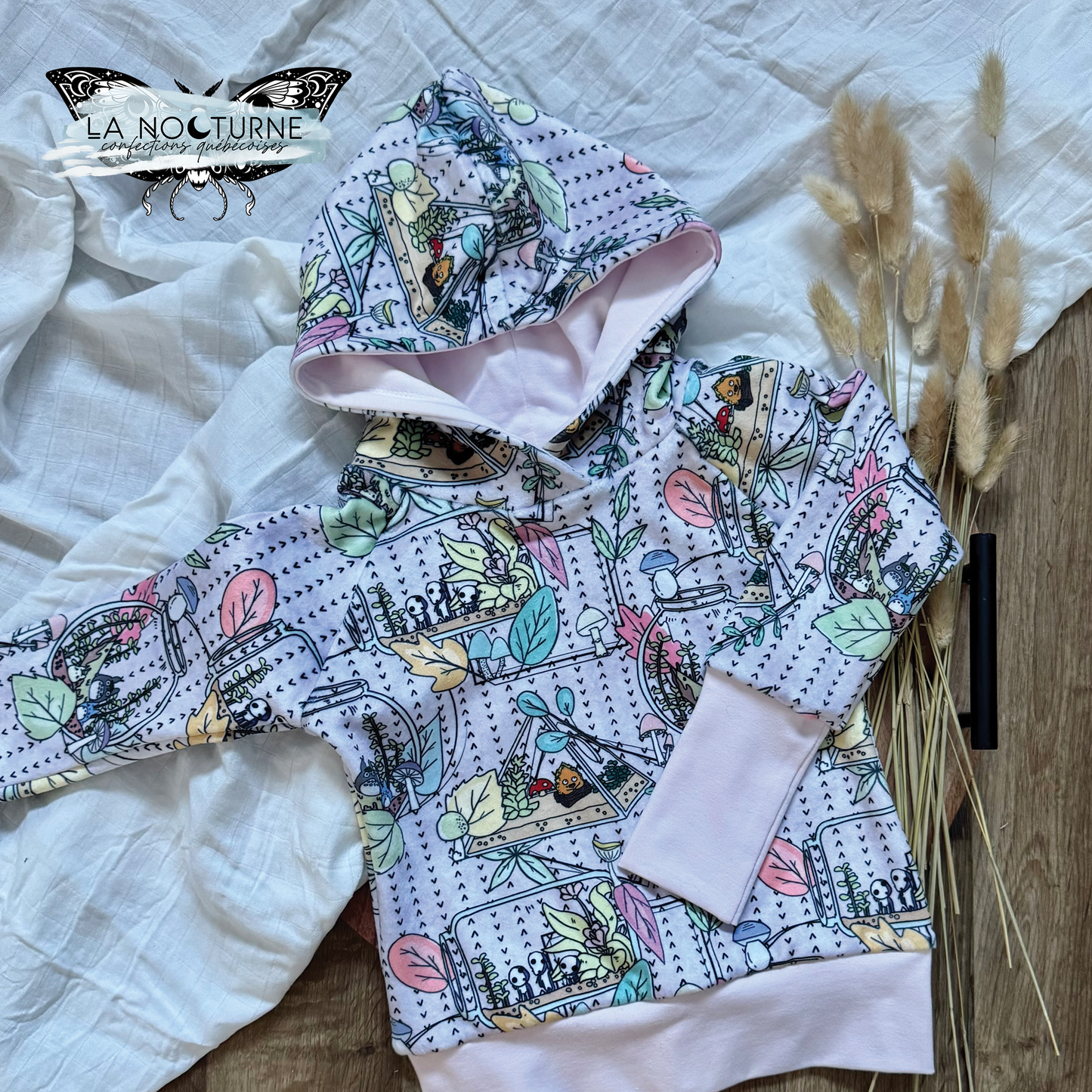 PRÊT À PARTIR - Chandail à capuchon évolutif en squish Terrarium lilas 1-3T