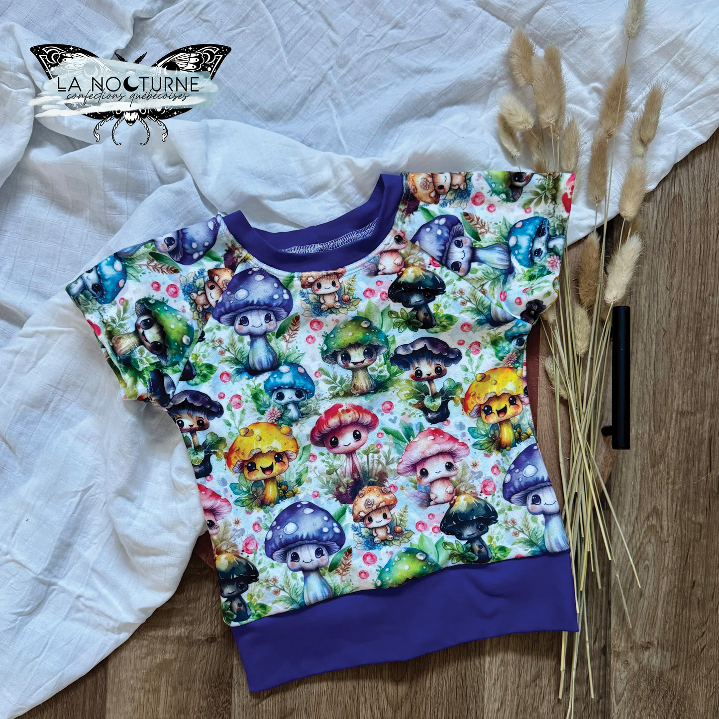 PRÊT À PARTIR - Chandail évolutif à manches courtes en squish Cutie champi 1-3T